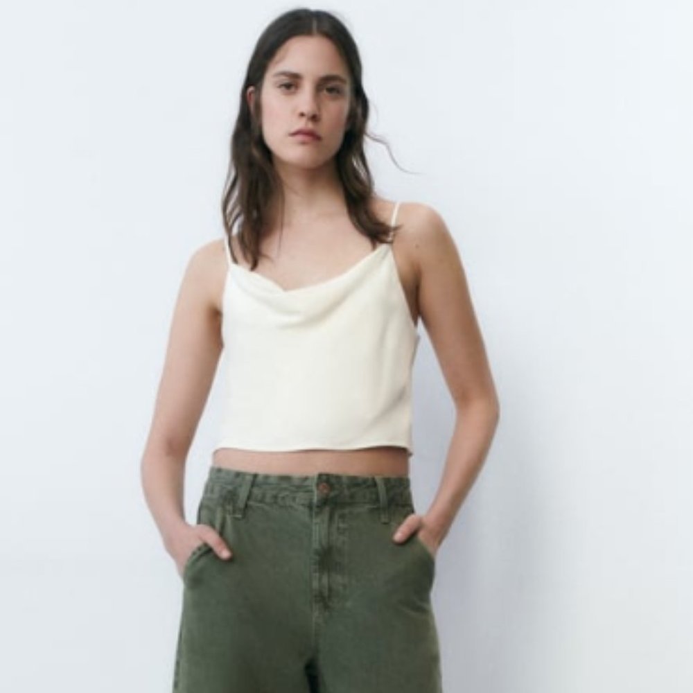 Satin Effect Crop Top NWT Zara